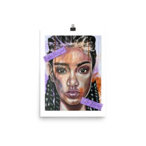 giclee print mockup of powerful and fearless by stina aleah