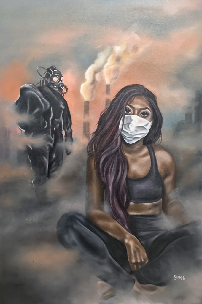 pandemic original oil painting by stina aleah